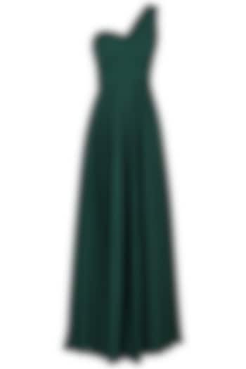 Emerald green one shouder drape gown available only at Pernia's Pop Up Shop.