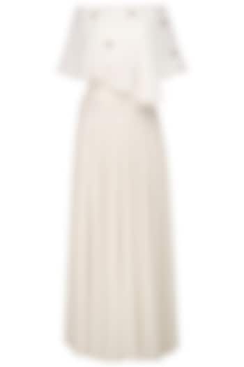 Ivory off shoulder cape top and skirt set available only at Pernia's Pop Up Shop.