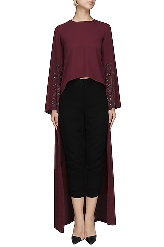 Oxblood Forest High-Low Top by Bhaavya Bhatnagar