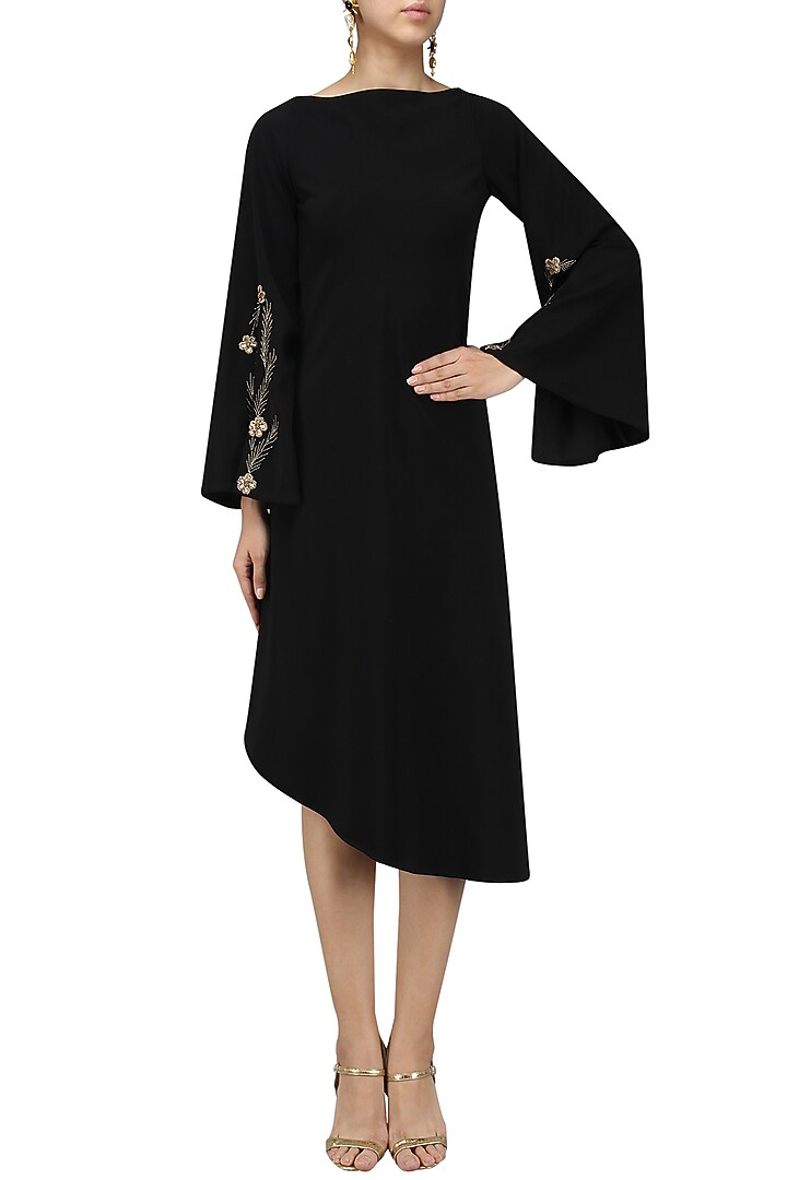 Black wildflower embroidered dress available only at Pernia's Pop Up Shop.
