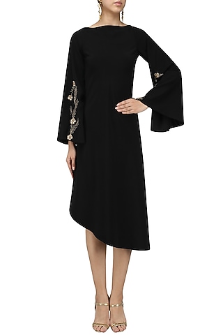 Black Wildflower Embroidered Dress by Bhaavya Bhatnagar