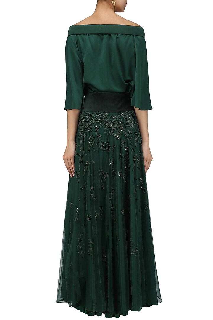Forest green crop top and skirt set available only at Pernia's Pop Up Shop.