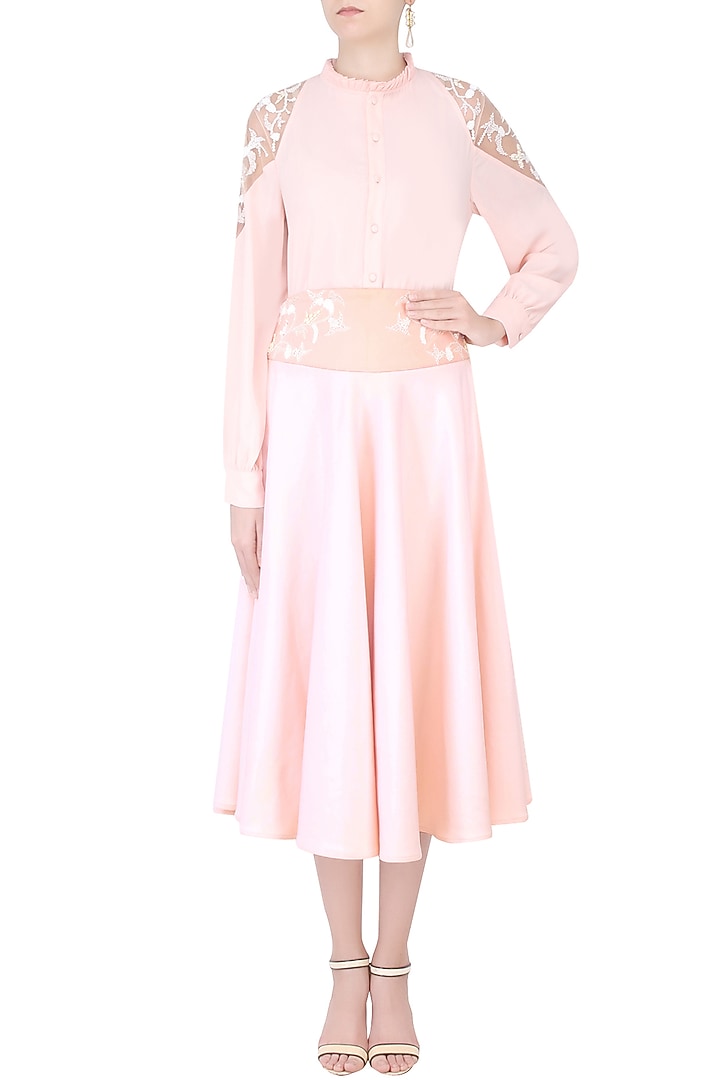 Blush pink beads and sequinned circle skirt available only at Pernia's Pop Up Shop.