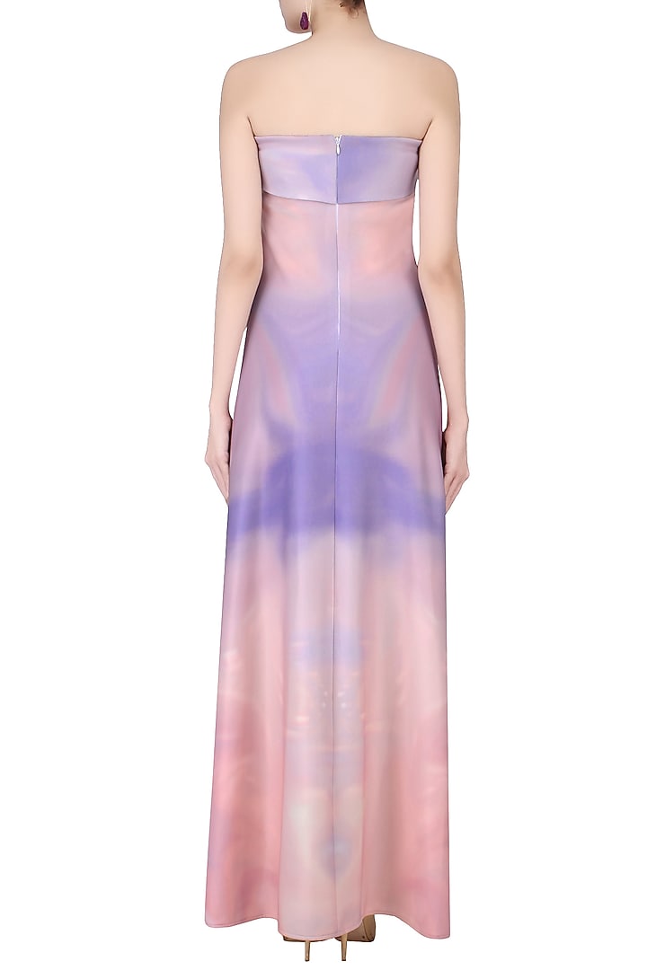 Mauve sunset smudge print off shoulder gown available only at Pernia's Pop Up Shop.