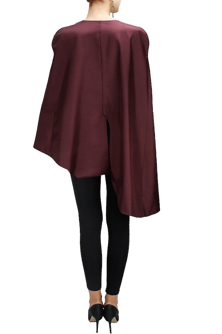 Oxblood asymmetrical cape available only at Pernia's Pop-Up Shop.