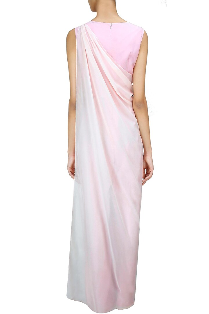 Blush pink embroidered jumpsuit with drape available only at Pernia's Pop-Up Shop.