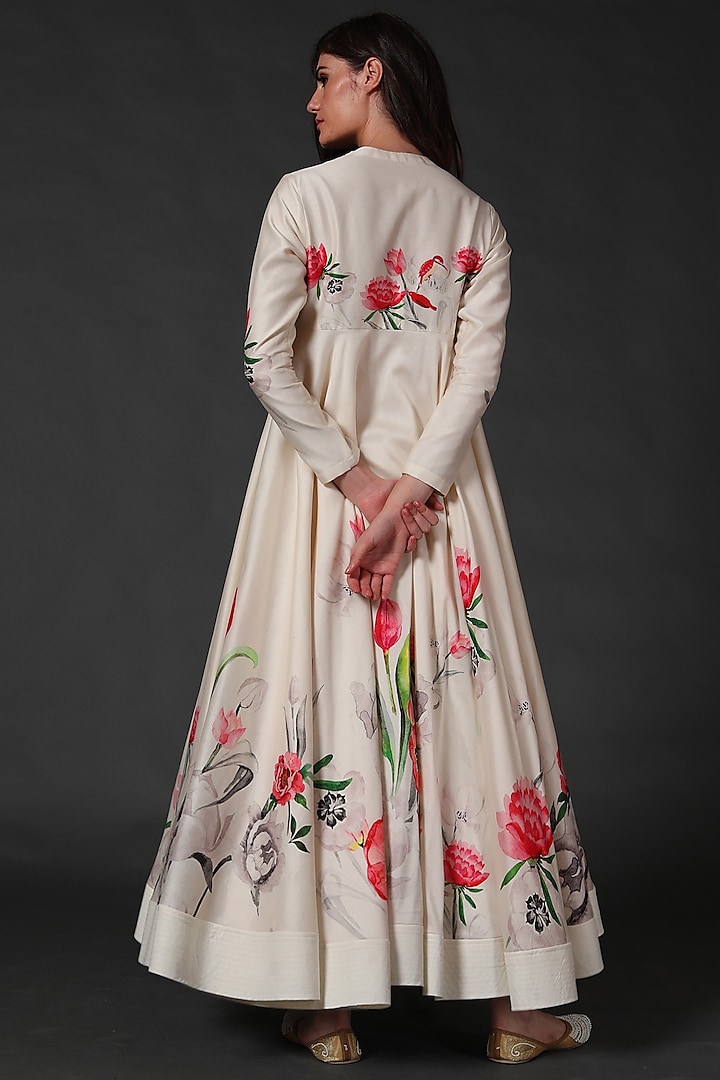 Ivory Digital Printed Party Wear Anarkali Set by Balance by Rohit Bal at Pernia's Pop Up Shop