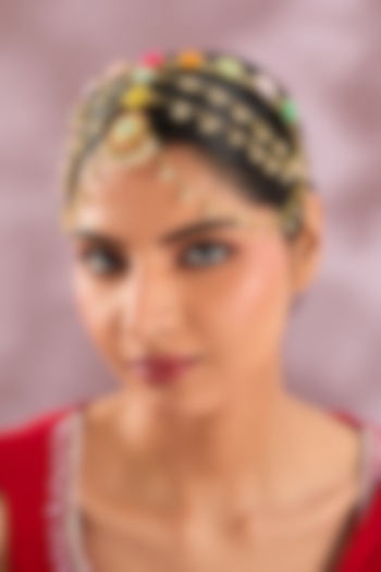 Gold Finish Multi-Colored Enameled Hair Accessories by Bauble Bazaar at Pernia's Pop Up Shop