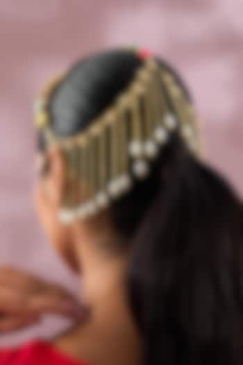 Gold Finish Multi-Colored Enameled Hair Accessories by Bauble Bazaar at Pernia's Pop Up Shop