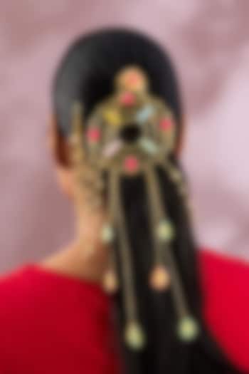 Gold Finish Multi-Colored Enameled Hair Accessories by Bauble Bazaar at Pernia's Pop Up Shop