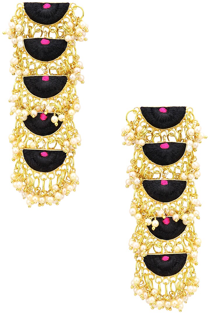 Matte finish five tier geometric earrings available only at Pernia's Pop Up Shop.