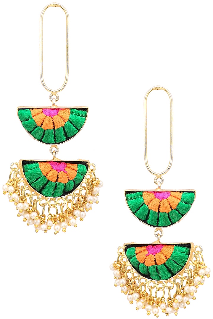 Matte finish semi circle silk thread earrings available only at Pernia's Pop Up Shop.