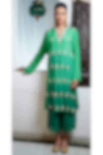 Forest Green Ombre Kurta Set by Abha Choudhary at Pernia's Pop Up Shop