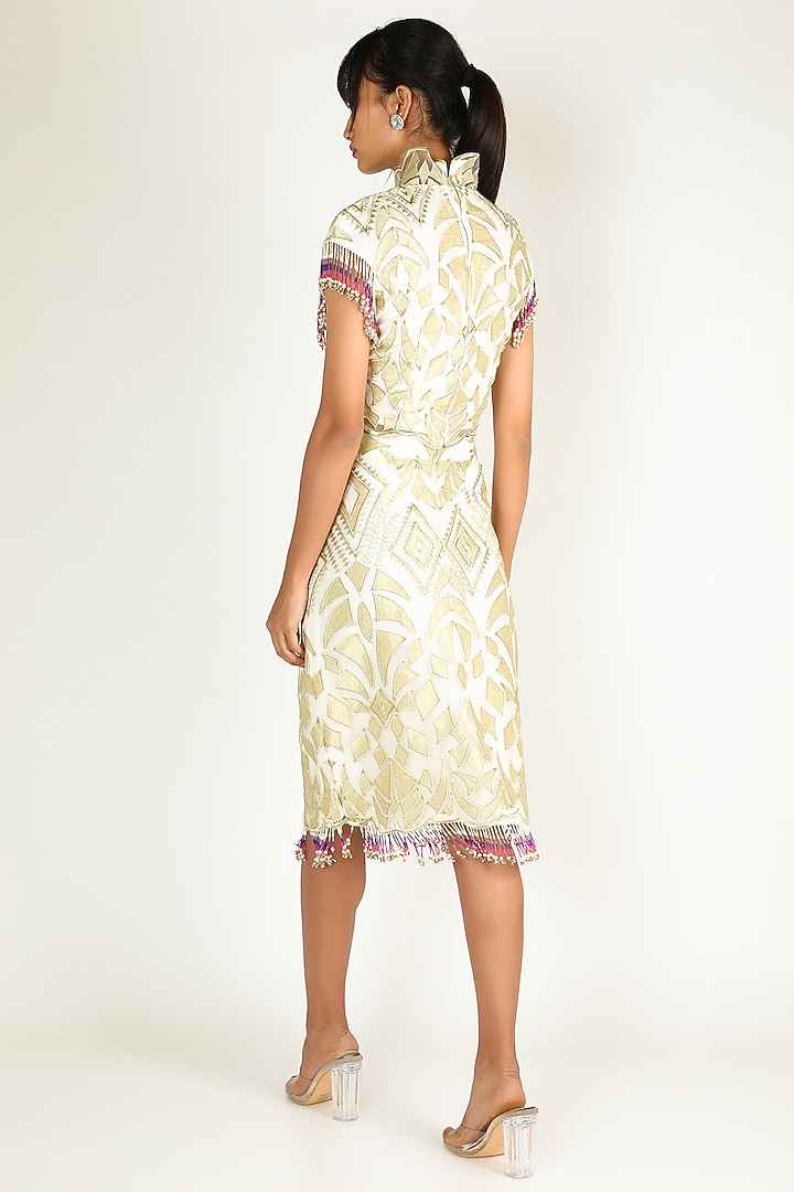 Gold Kasab Skirt Set by Abha Choudhary at Pernia's Pop Up Shop