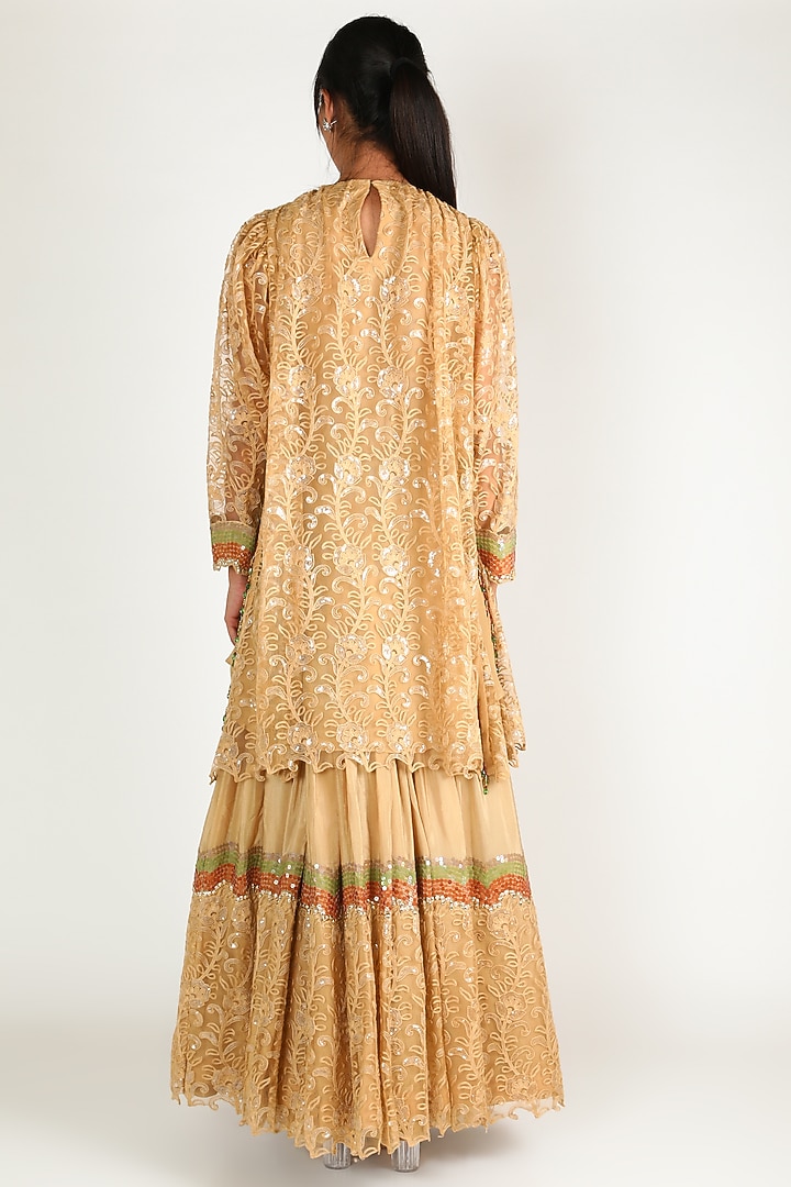 Dark Beige Embroidered Kurta Set by Abha Choudhary at Pernia's Pop Up Shop