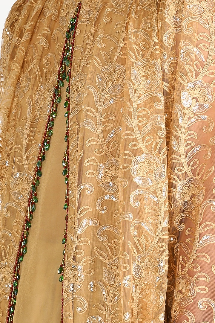 Dark Beige Embroidered Kurta Set by Abha Choudhary at Pernia's Pop Up Shop