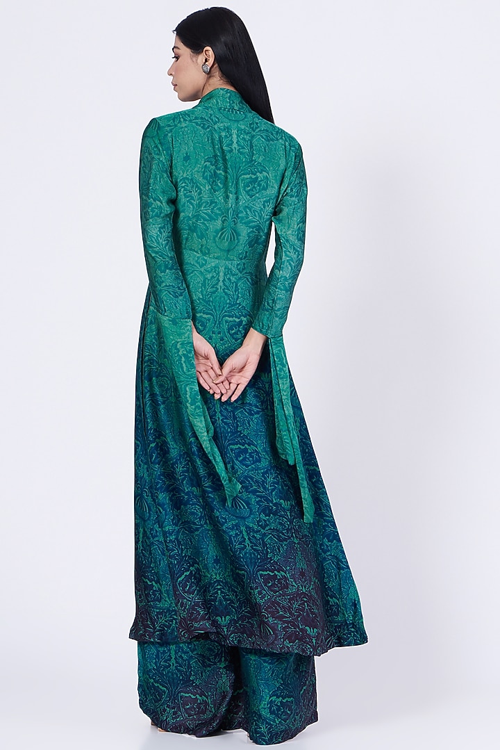 Green & Blue Ombre Jumpsuit With Jacket by Abha Choudhary at Pernia's Pop Up Shop