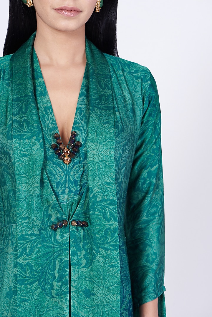 Green & Blue Ombre Jumpsuit With Jacket by Abha Choudhary at Pernia's Pop Up Shop