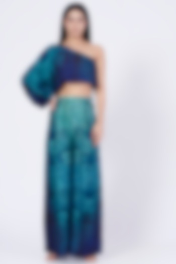 Green & Blue Ombre Palazzo Pant Set by Abha Choudhary