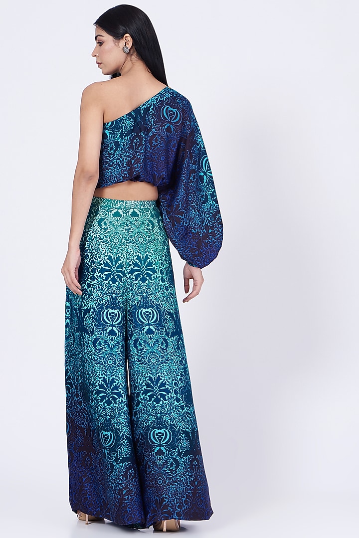 Green & Blue Ombre Palazzo Pant Set by Abha Choudhary at Pernia's Pop Up Shop