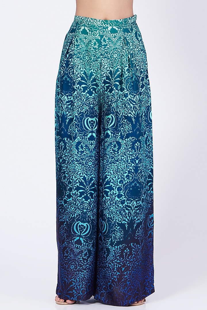 Green & Blue Ombre Palazzo Pant Set by Abha Choudhary at Pernia's Pop Up Shop