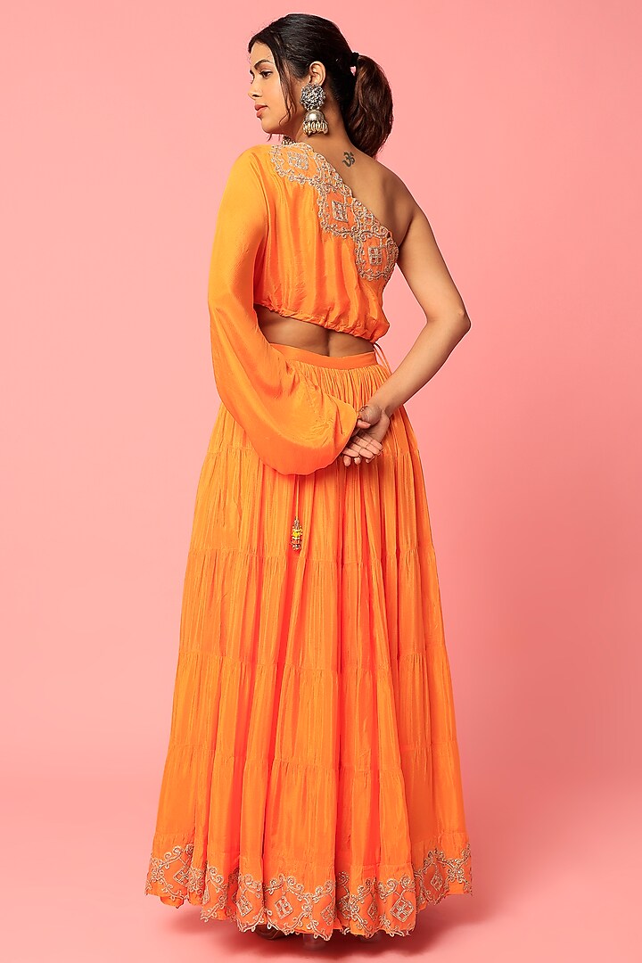Orange Chiffon Palazzo Pant Set by Abha Choudhary at Pernia's Pop Up Shop