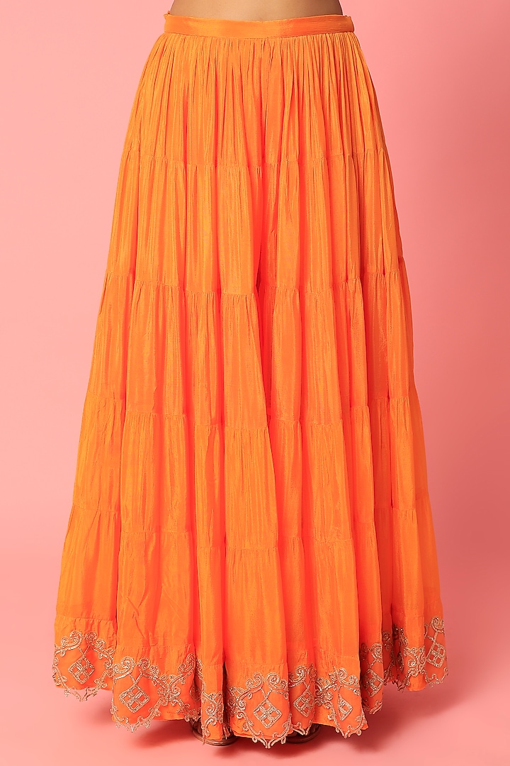 Orange Chiffon Palazzo Pant Set by Abha Choudhary at Pernia's Pop Up Shop