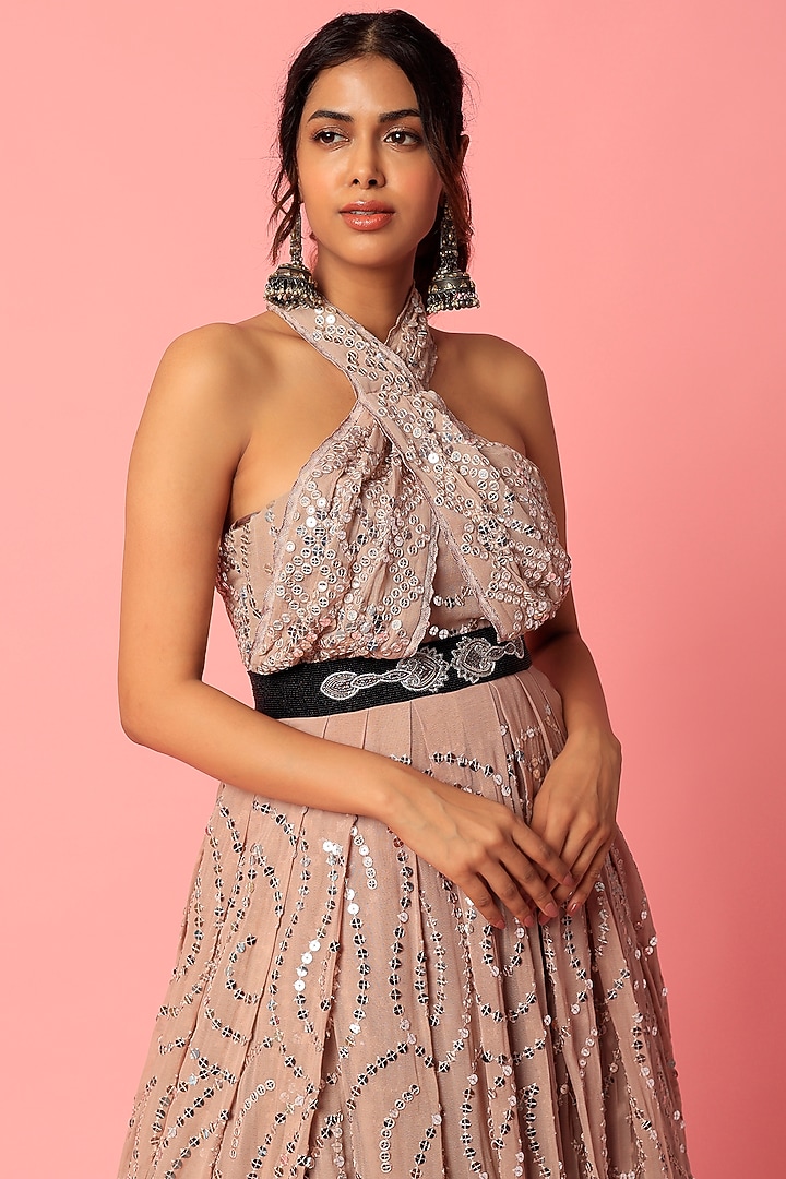 Onion Pink Embellished Bridal Anarkali by Abha Choudhary at Pernia's Pop Up Shop