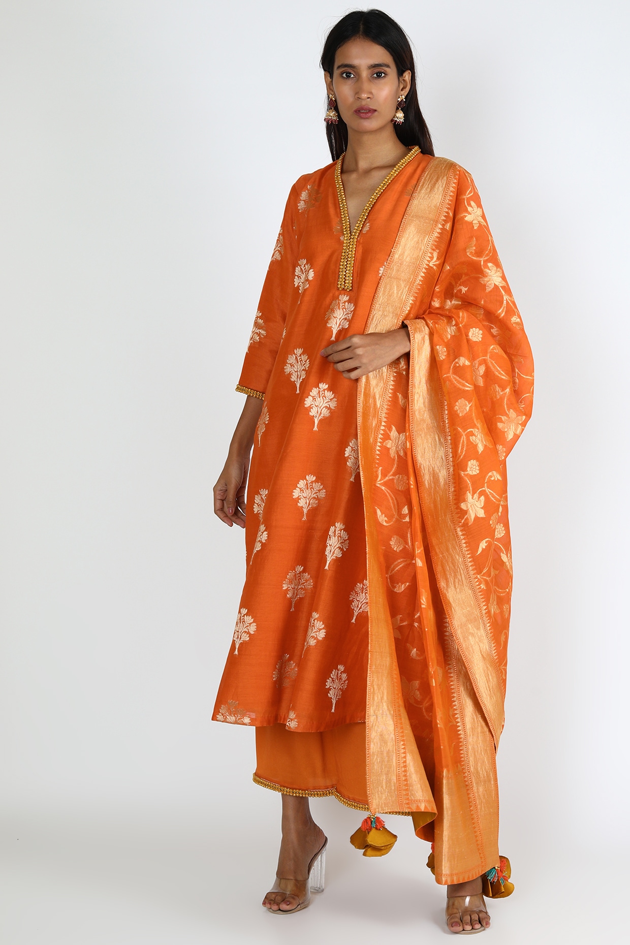 Turquoise Banarasi Silk Zari Woven Pant Suit 4965SL03