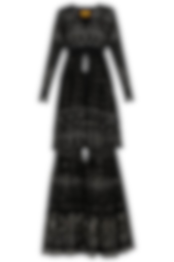 Black sequin embellished sharara set available only at Pernia's Pop Up Shop.