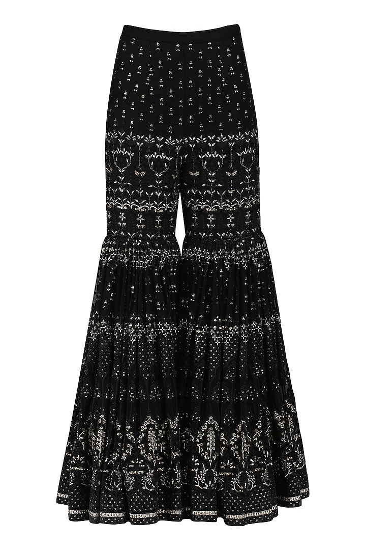 Black sequin embellished sharara set available only at Pernia's Pop Up Shop.