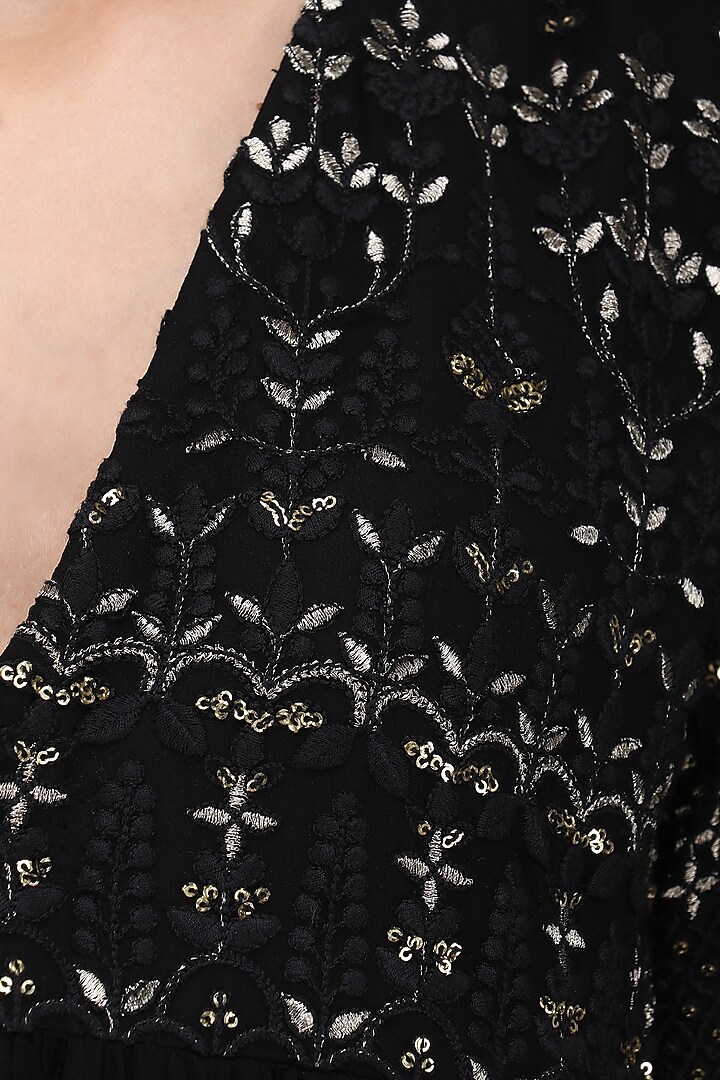 Black sequin embellished sharara set available only at Pernia's Pop Up Shop.