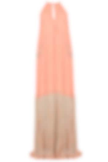 Peach gota patti embroidered gown available only at Pernia's Pop Up Shop.