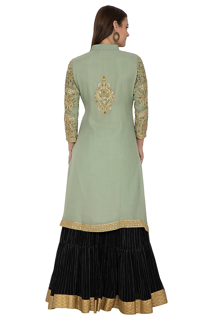 Olive Green Embroidered Wedding Lehenga Set by Bodhitree Jaipur at Pernia's Pop Up Shop
