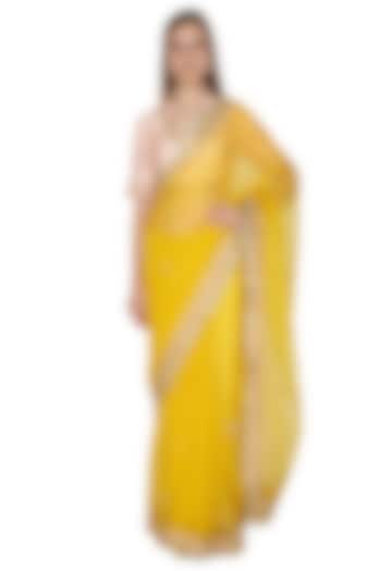 Yellow Embroidered Saree Set by Bodhitree Jaipur