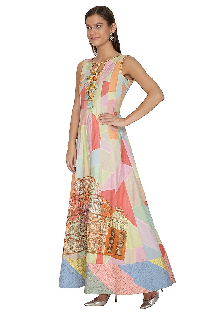 Multicolored Embroidered Wedding Anarkali by Bodhitree Jaipur at Pernia's Pop Up Shop