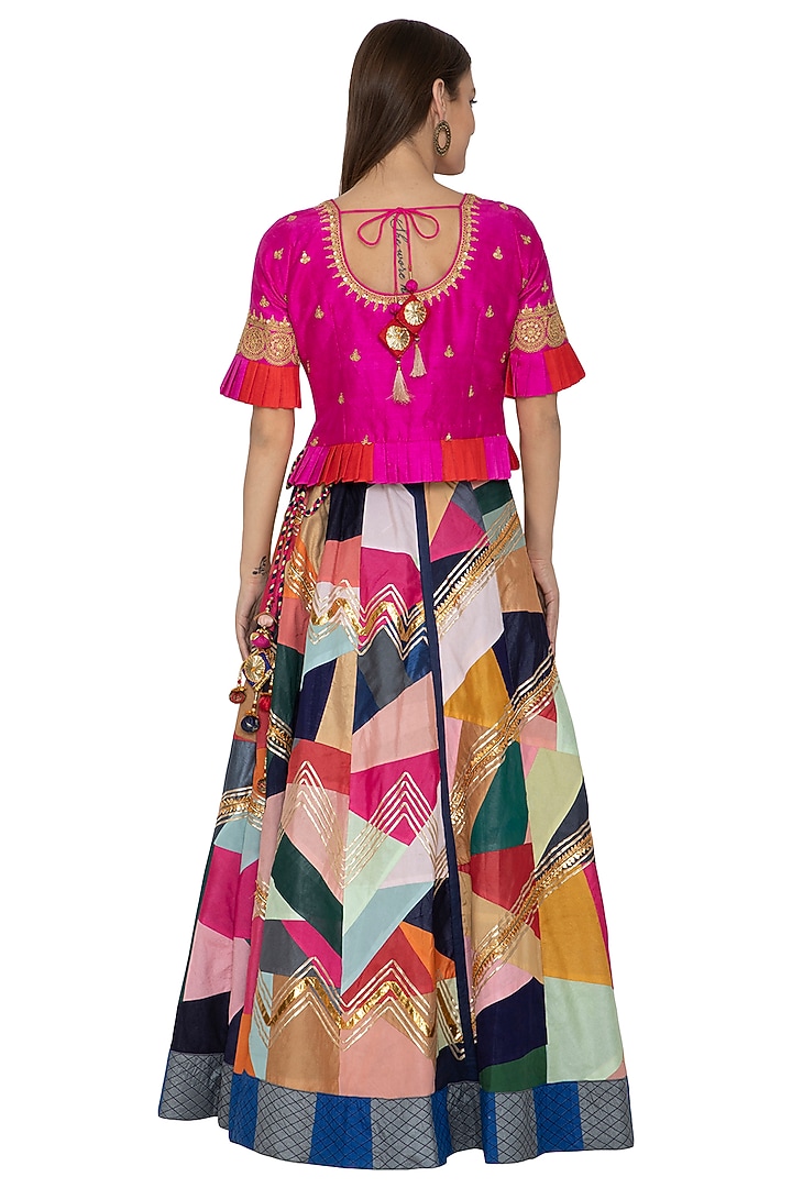 Multi Colored Embroidered Wedding Lehenga Set by Bodhitree Jaipur at Pernia's Pop Up Shop