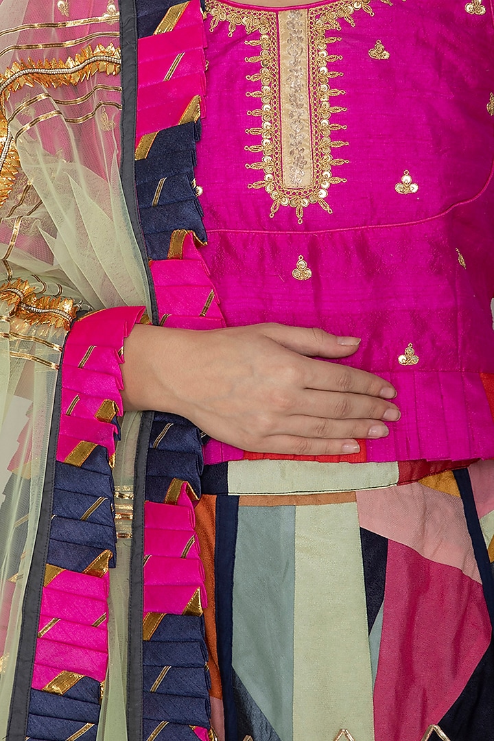 Multi Colored Embroidered Wedding Lehenga Set by Bodhitree Jaipur at Pernia's Pop Up Shop