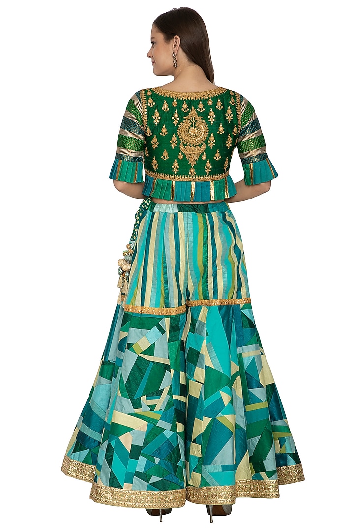 Emerald Green Embroidered Wedding Sharara Set by Bodhitree Jaipur at Pernia's Pop Up Shop