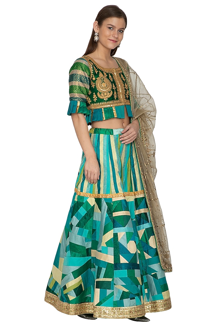 Emerald Green Embroidered Wedding Sharara Set by Bodhitree Jaipur at Pernia's Pop Up Shop