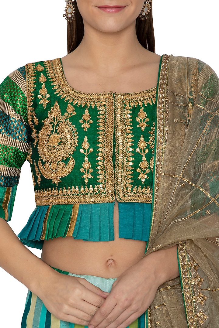Emerald Green Embroidered Wedding Sharara Set by Bodhitree Jaipur at Pernia's Pop Up Shop