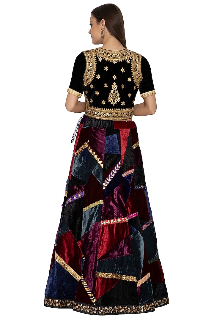 Cobalt Blue Embroidered Lehenga With Choli by Bodhitree Jaipur at Pernia's Pop Up Shop