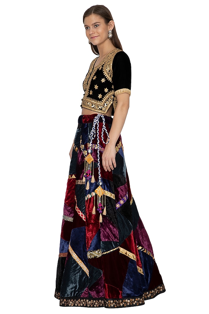 Cobalt Blue Embroidered Lehenga With Choli by Bodhitree Jaipur at Pernia's Pop Up Shop