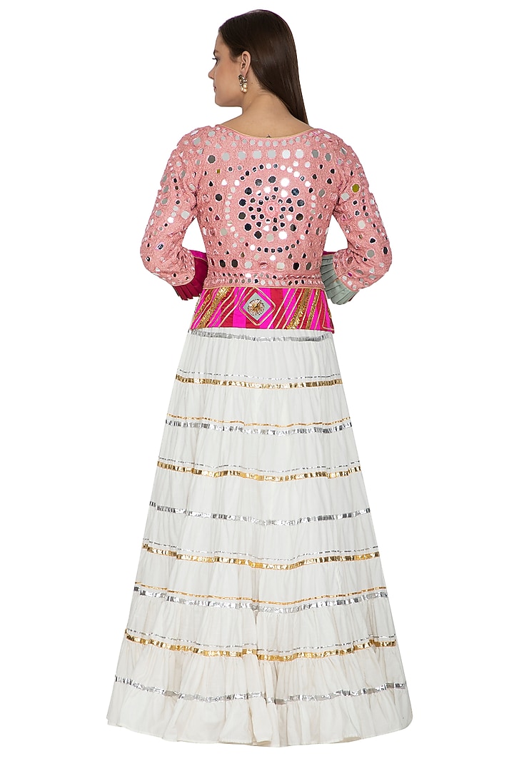 Ivory Embroidered Lehenga With Top by Bodhitree Jaipur at Pernia's Pop Up Shop
