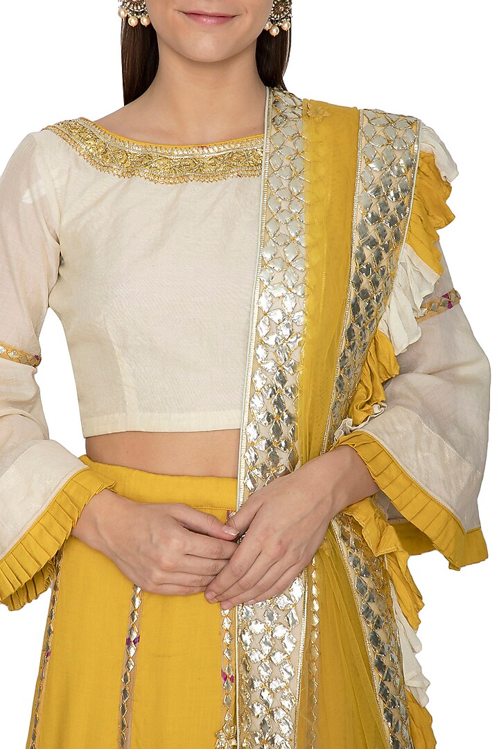 Canary Yellow Embroidered Wedding Lehenga Set by Bodhitree Jaipur at Pernia's Pop Up Shop