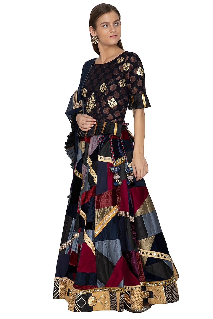 Cobalt Blue Embroidered Wedding Lehenga Set by Bodhitree Jaipur at Pernia's Pop Up Shop