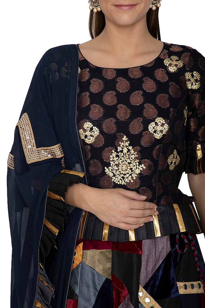 Cobalt Blue Embroidered Wedding Lehenga Set by Bodhitree Jaipur at Pernia's Pop Up Shop