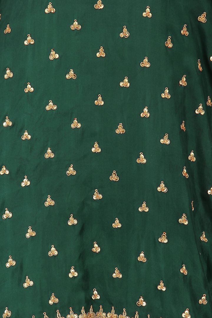Emerald green embroidered kurta and gharara pants set available only at Pernia's Pop Up Shop.