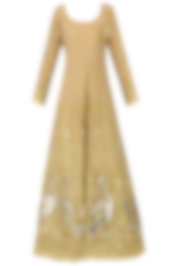 Barley Beige Embroidered Anarkali Gown by Bodhitree Jaipur