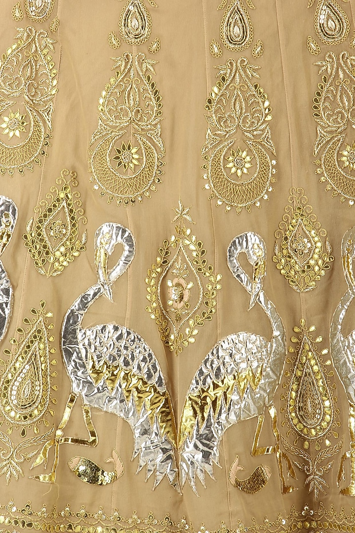 Barley beige embroidered anarkali gown available only at Pernia's Pop Up Shop.